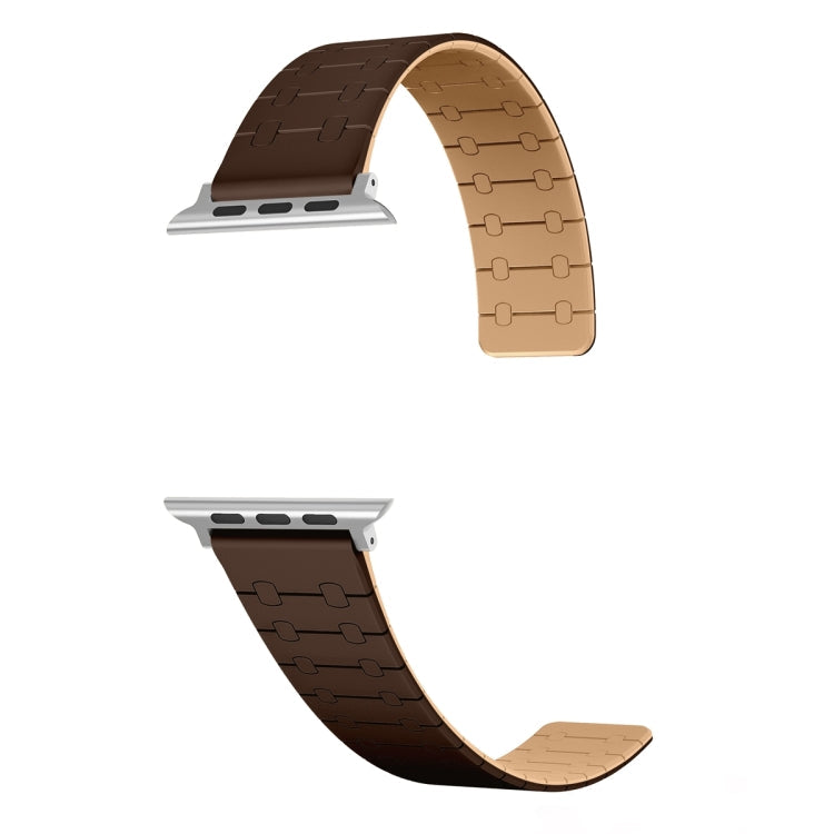 Skorter | For Apple Watch SE 2023 40mm Two-Color Loops Magnetic Silicone Watch Strap (Dark Brown + Light Brown)