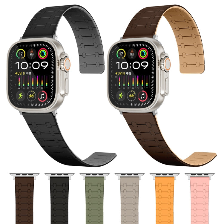 Skorter | For Apple Watch SE 2023 40mm Two-Color Loop Magnetic Silicone Watch Band (Orange+Starlight)