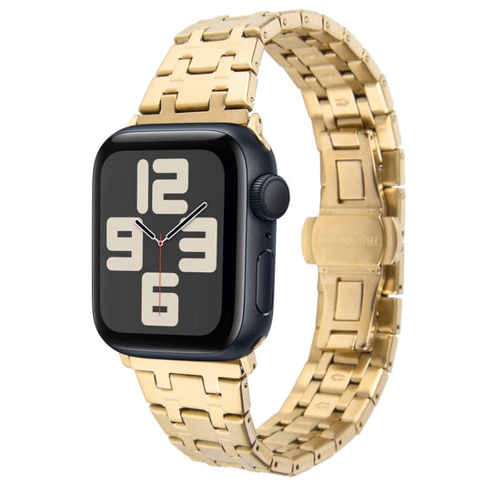 Skorter | For Apple Watch SE 2023 44mm Double T Stainless Steel Watch Band (Gold)