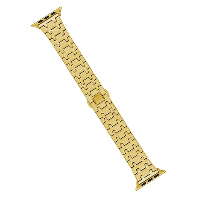 Skorter | For Apple Watch SE 2023 44mm Double T Stainless Steel Watch Band (Gold)