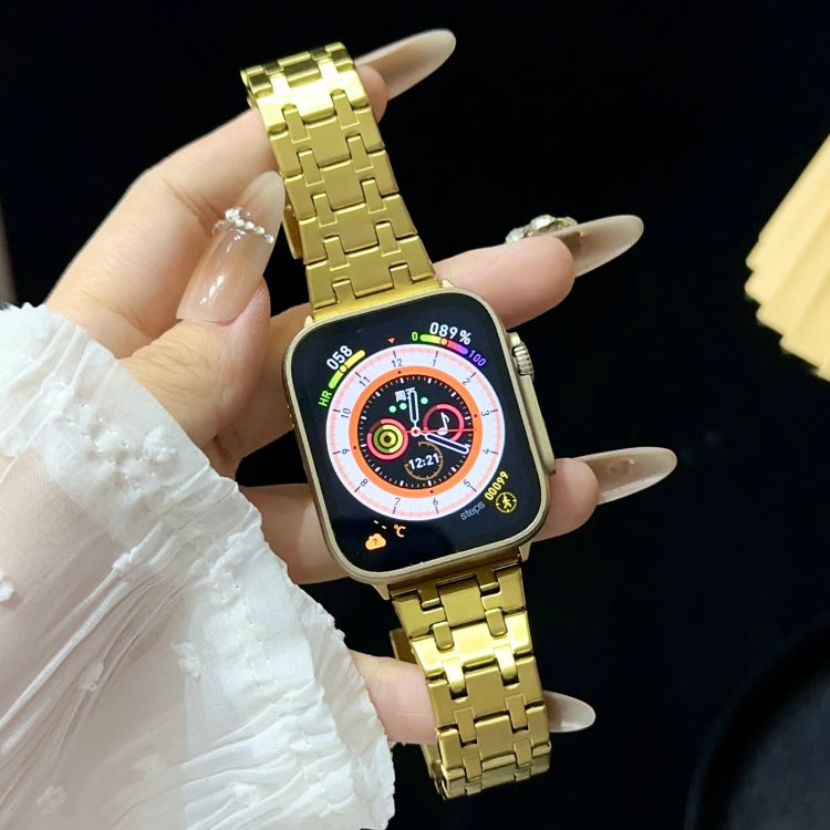 Skorter | For Apple Watch SE 2023 44mm Double T Stainless Steel Watch Band (Gold)