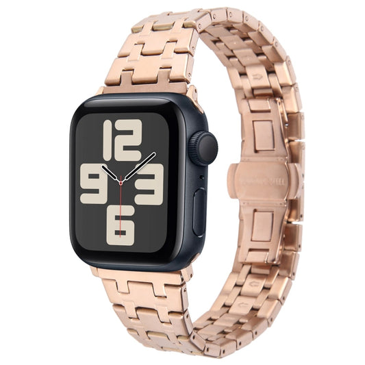 Skorter | For Apple Watch SE 2023 44mm Double T Stainless Steel Bracelet (Rose Gold)