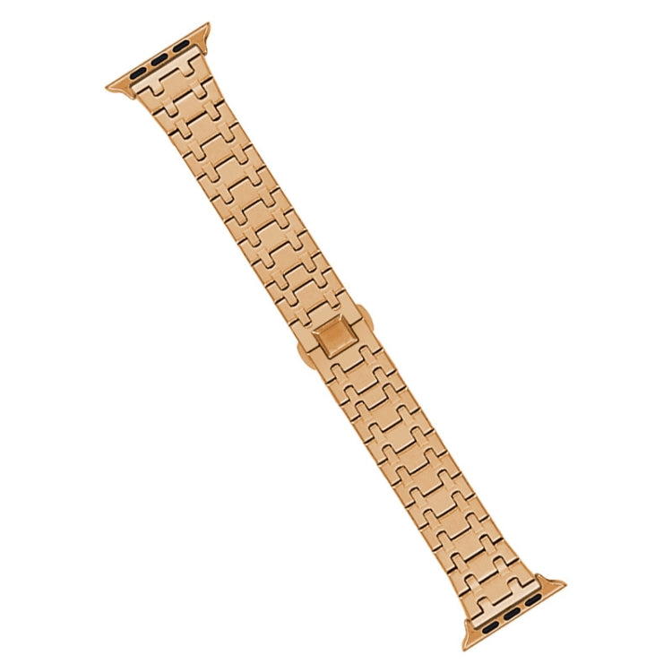 Skorter | For Apple Watch SE 2023 44mm Double T Stainless Steel Bracelet (Rose Gold)