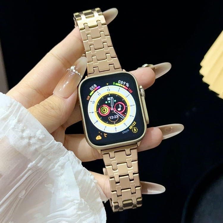 Skorter | For Apple Watch SE 2023 44mm Double T Stainless Steel Bracelet (Rose Gold)
