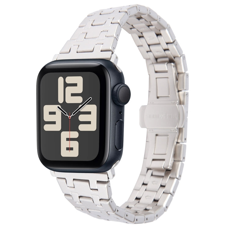 Skorter | For Apple Watch SE 2023 44mm Double-T Stainless Steel Watch Band (Starlight)