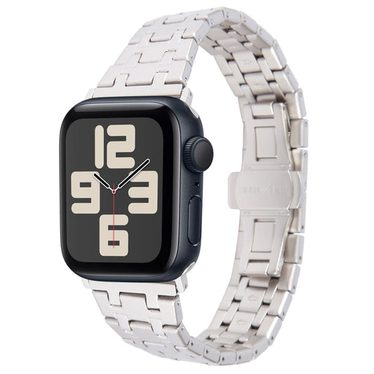 Skorter | For Apple Watch SE 2023 44mm Double-T Stainless Steel Watch Band (Starlight)