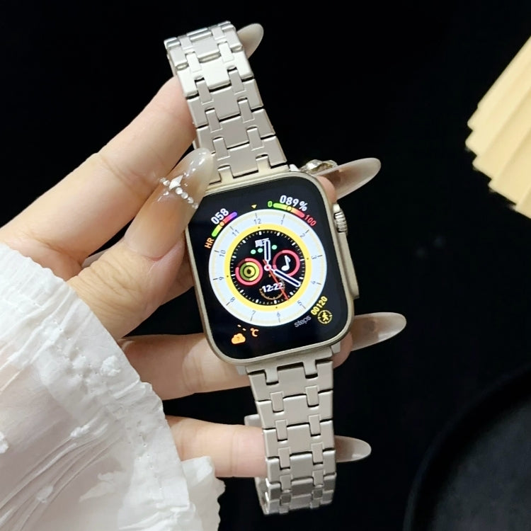 Skorter | For Apple Watch SE 2023 44mm Double-T Stainless Steel Watch Band (Starlight)