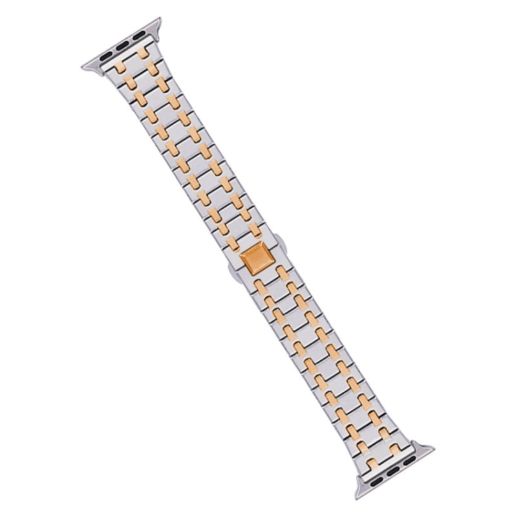 Skorter | For Apple Watch SE 2023 44mm Double-T Stainless Steel Band (Silver Rose Gold)