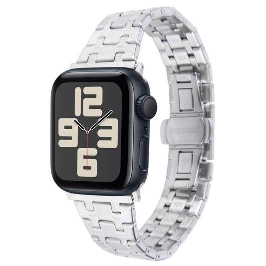 Skorter | For Apple Watch SE 2023 44mm Double T Stainless Steel Strap (Silver)