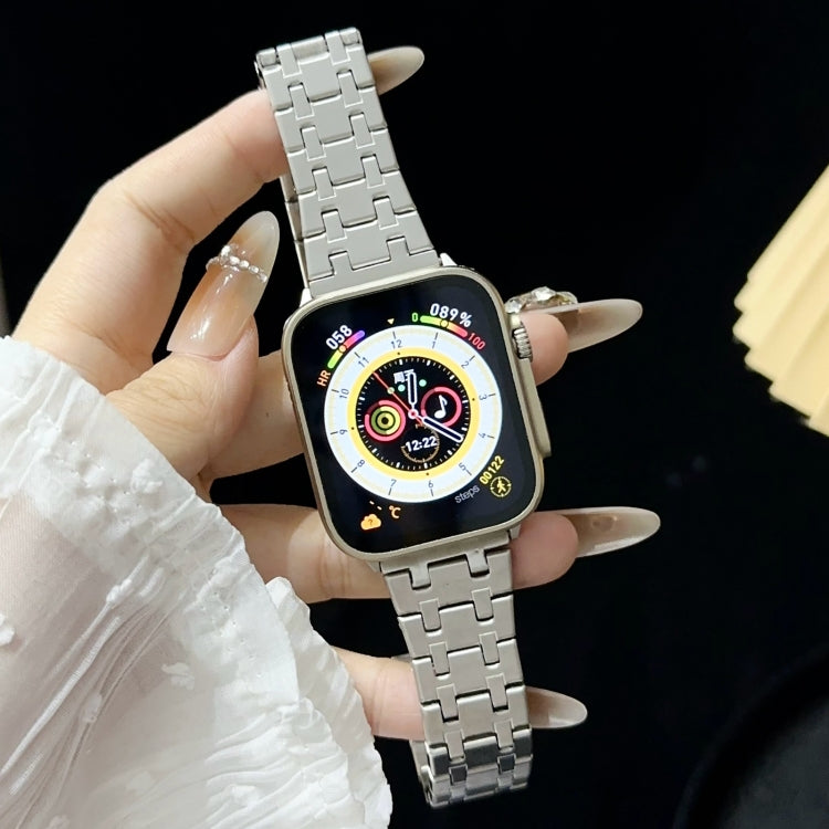 Skorter | For Apple Watch SE 2023 44mm Double T Stainless Steel Strap (Silver)