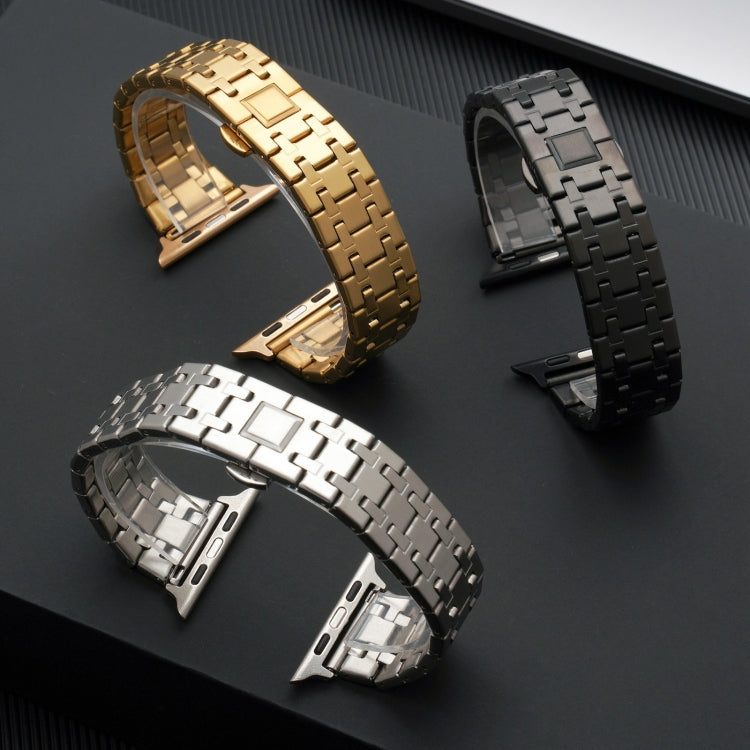Skorter | For Apple Watch SE 2023 44mm Double T Stainless Steel Bracelet (Silver Gold)
