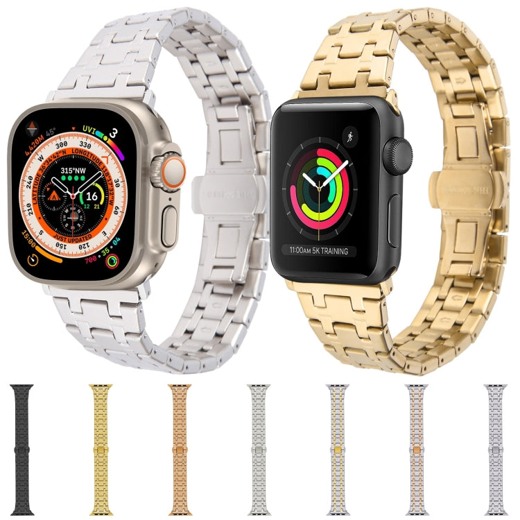 Skorter | For Apple Watch SE 2023 44mm Double T Stainless Steel Bracelet (Silver Gold)