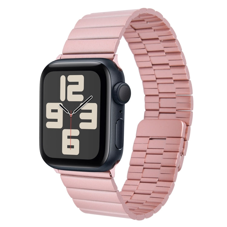 Skorter | For Apple Watch SE 2023 44mm Bamboo Stainless Steel Magnetic Wristwatch (Pink)