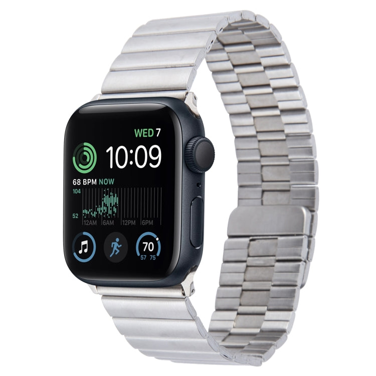 Skorter | For Apple Watch SE 2022 44mm Bamboo Stainless Steel Magnetic Watch Band (Silver)