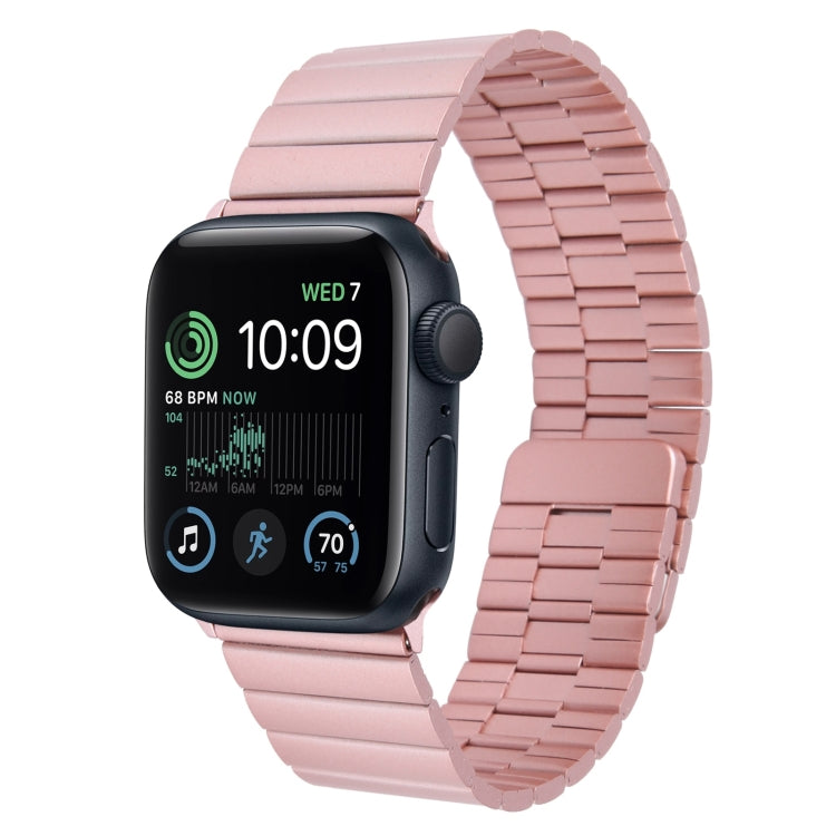 Skorter | For Apple Watch SE 2022 44mm Bamboo Stainless Steel Magnetic Watch Band (Pink)