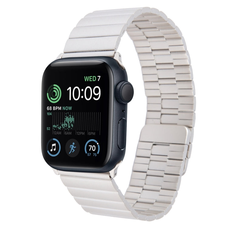 Skorter | For Apple Watch SE 2022 44mm Bamboo Stainless Steel Magnetic Watch Band (Starlight)