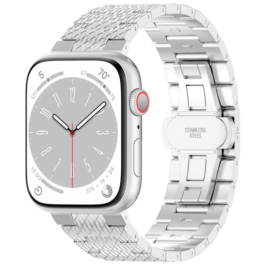 Skorter | For Apple Watch SE 2023 40mm Twill Stainless Steel Band (Silver)
