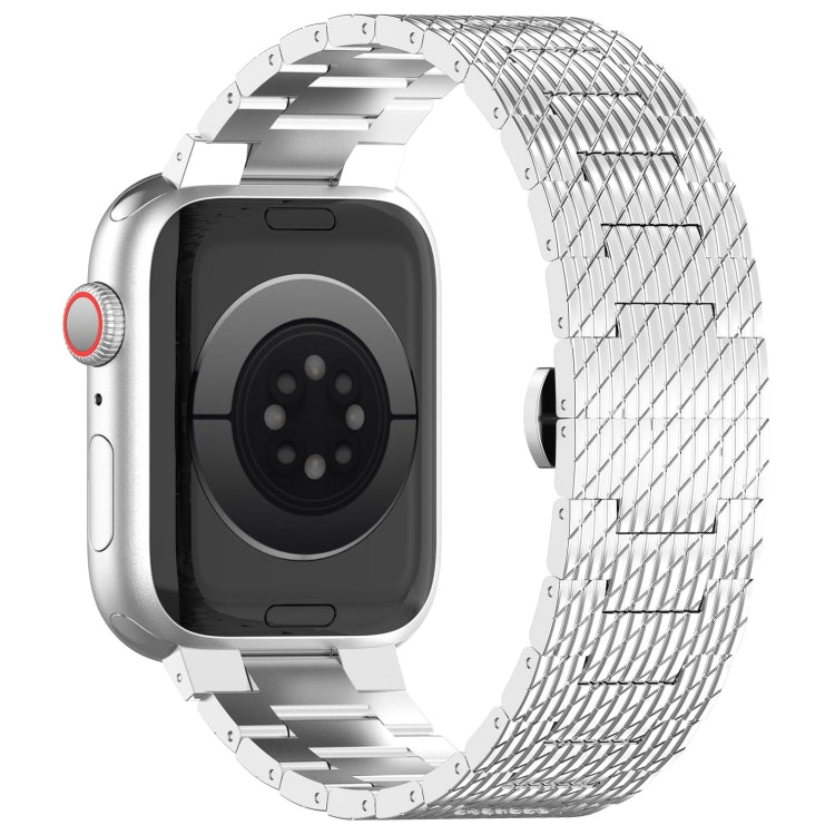 Skorter | For Apple Watch SE 2023 40mm Twill Stainless Steel Band (Silver)