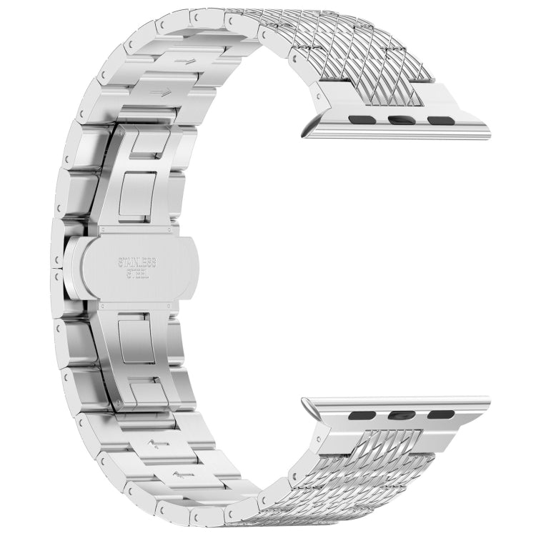 Skorter | For Apple Watch SE 2023 40mm Twill Stainless Steel Band (Silver)