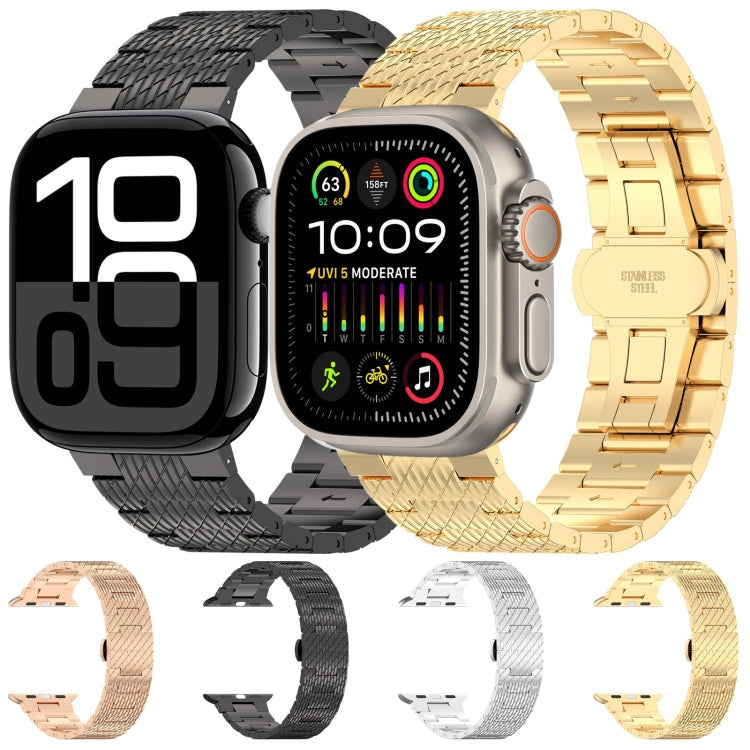Skorter | For Apple Watch SE 2023 40mm Twill Stainless Steel Strap (Gold)