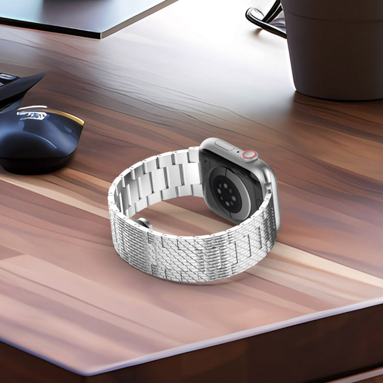 Skorter | For Apple Watch SE 2023 40mm Twill Stainless Steel Band (Silver)