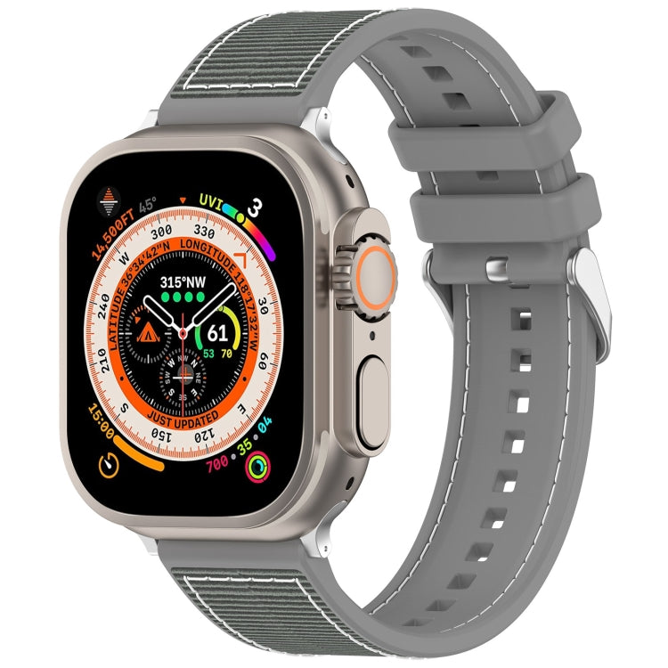 Skorter | For Apple Watch SE 2023 40mm Regular Buckle Hybrid Nylon Braided Silicone Watch Strap (Gray)