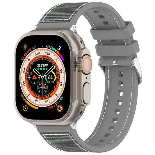 Skorter | For Apple Watch SE 2023 40mm Regular Buckle Hybrid Nylon Braided Silicone Watch Strap (Gray)