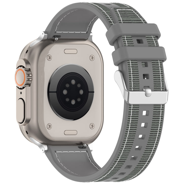 Skorter | For Apple Watch SE 2023 40mm Regular Buckle Hybrid Nylon Braided Silicone Watch Strap (Gray)