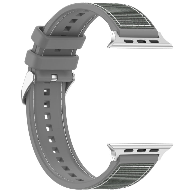 Skorter | For Apple Watch SE 2023 40mm Regular Buckle Hybrid Nylon Braided Silicone Watch Strap (Gray)