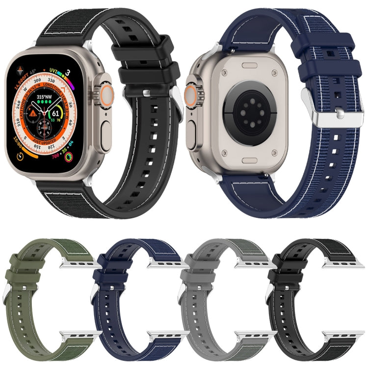 Skorter | For Apple Watch SE 2023 40mm Regular Buckle Hybrid Nylon Braided Silicone Watch Strap (Gray)