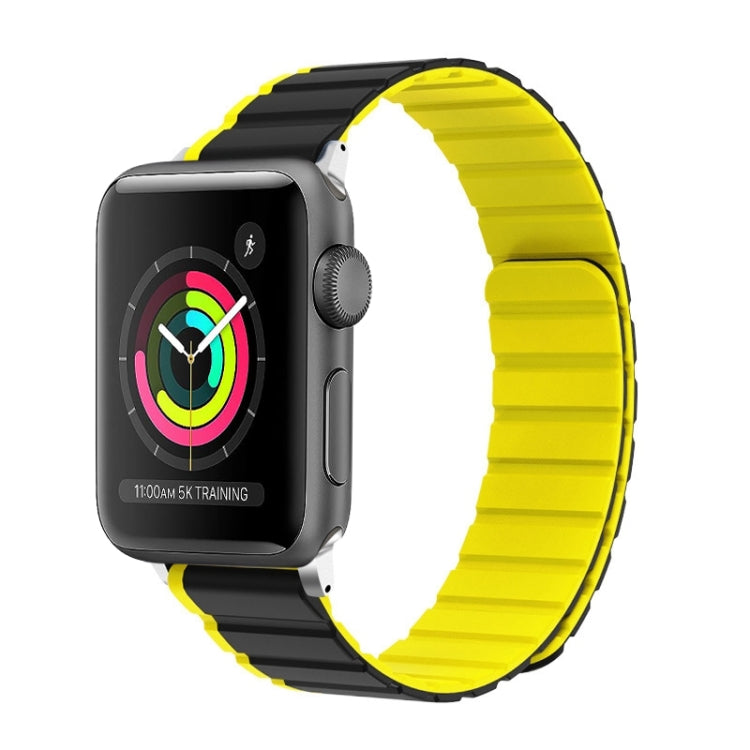 Skorter | For Apple Watch 42mm ZGA Two-Color Magnetic Silicone Watch Band (Gray+Yellow)