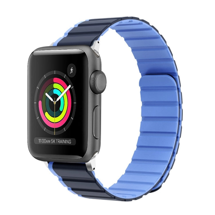 Skorter | For Apple Watch 42mm ZGA Two Color Magnetic Silicone Watch Band (Dark Blue + Light Blue)