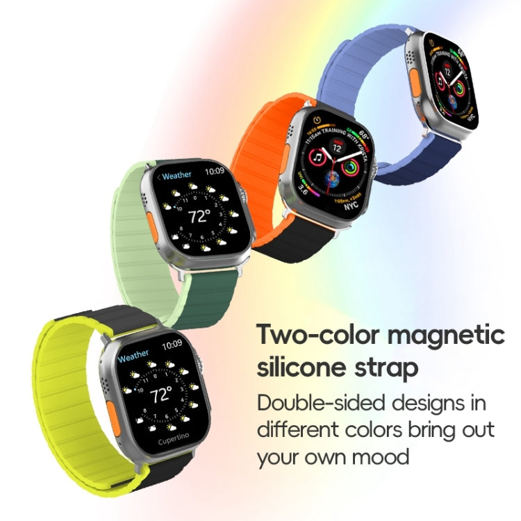 Skorter | For Apple Watch 42mm ZGA Two-Color Magnetic Silicone Watch Band (Dark Green + Light Green)