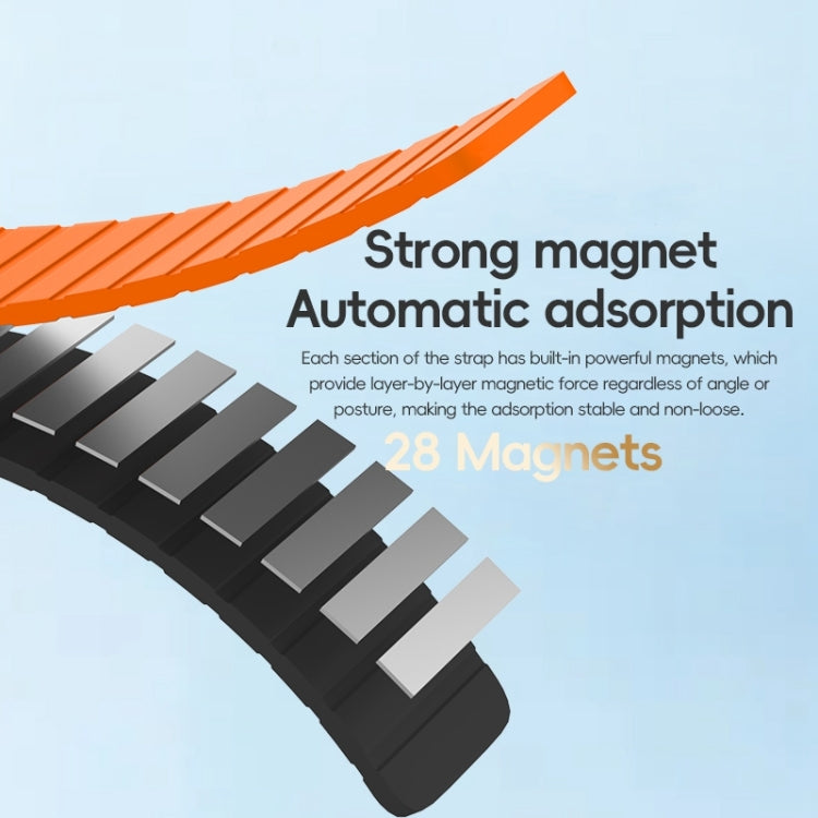 Skorter | For Apple Watch 42mm ZGA Two-Color Magnetic Silicone Band (Black+Orange)