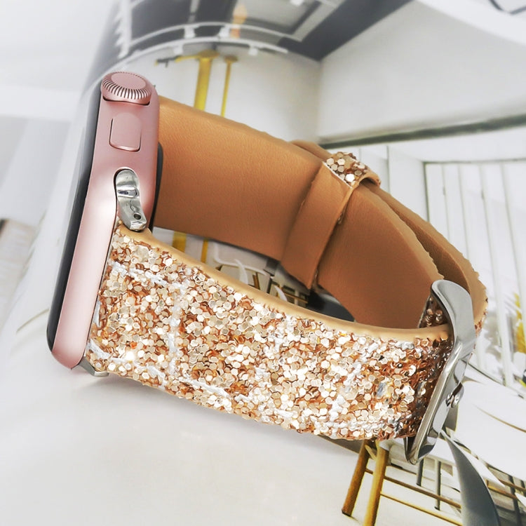 Skorter | For Apple Watch 5 & 4 44mm / 3 & 2 & 1 42mm Glitter Sequin Leather Band (Rose Gold)