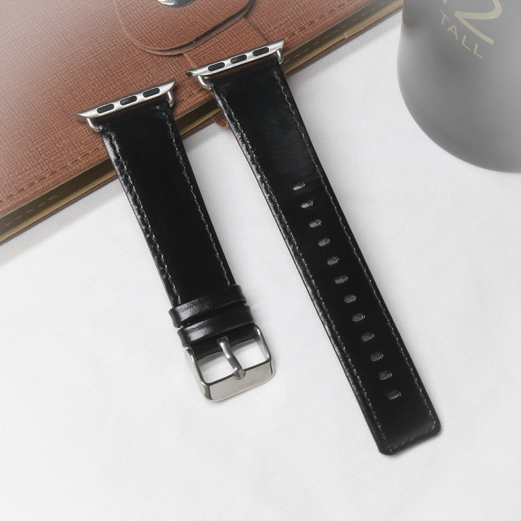 Skorter | For Apple Watch 5 & 4 44mm / 3 & 2 & 1 42mm Square Tail Retro Crazy Horse Leather Watch Band (Black)