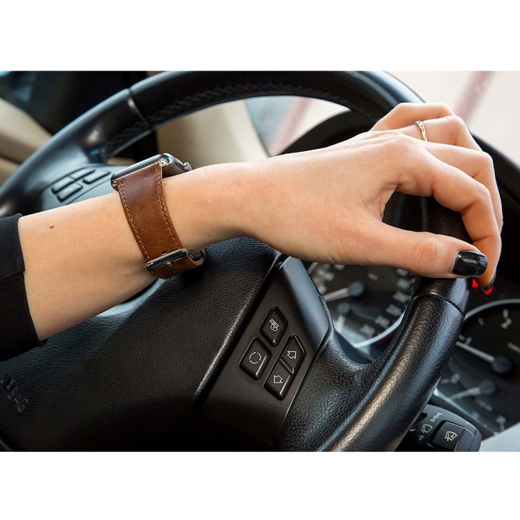 Skorter | For Apple Watch 5 & 4 44mm / 3 & 2 & 1 42mm Square Tail Retro Crazy Horse Leather Watch Band (Black)