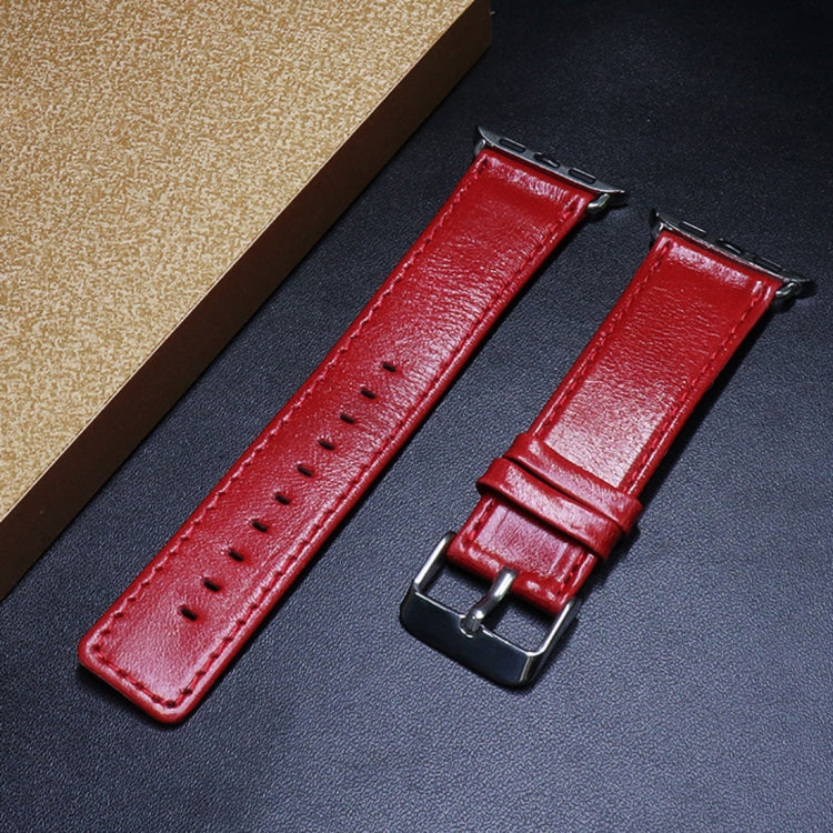 Skorter | For Apple Watch 5 & 4 44mm / 3 & 2 & 1 42mm Square Tail Retro Crazy Horse Texture Leather Strap (Red)