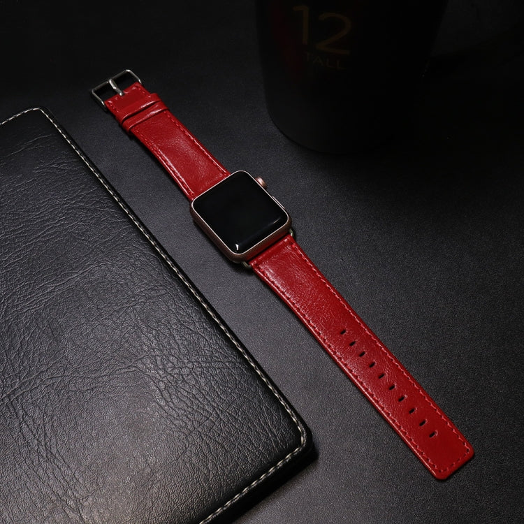 Skorter | For Apple Watch 5 & 4 44mm / 3 & 2 & 1 42mm Square Tail Retro Crazy Horse Texture Leather Strap (Red)