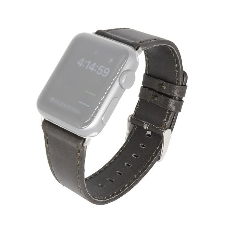 Skorter | For Apple Watch 5 & 4 44mm / 3 & 2 & 1 42mm Square Tail Retro Crazy Horse Texture Leather Watch Strap (Gray)