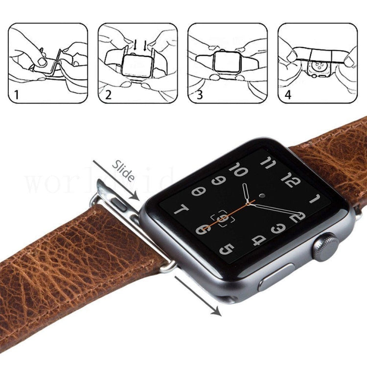 Skorter | For Apple Watch 5 & 4 44mm / 3 & 2 & 1 42mm Square Tail Retro Crazy Horse Texture Leather Watch Strap (Gray)