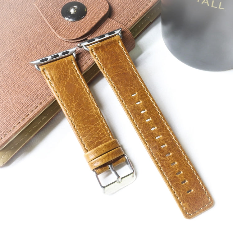 Skorter | For Apple Watch 5 & 4 44mm / 3 & 2 & 1 42mm Square Tail Retro Crazy Horse Texture Leather Watch Band (Light Brown)