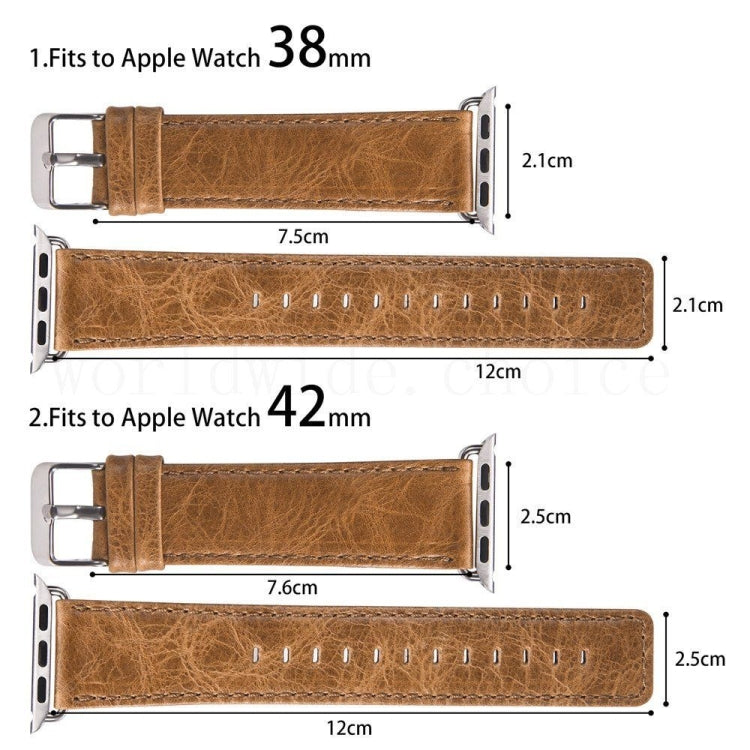 Skorter | For Apple Watch 5 & 4 44mm / 3 & 2 & 1 42mm Round Tail Retro Crazy Horse Leather Texture Watch Band (Dark Brown)