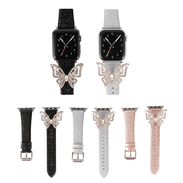 Skorter | For Apple Watch 5 & 4 44mm / 3 & 2 & 1 42mm Bow Glitter Diamond Watch Band (Rose Gold)