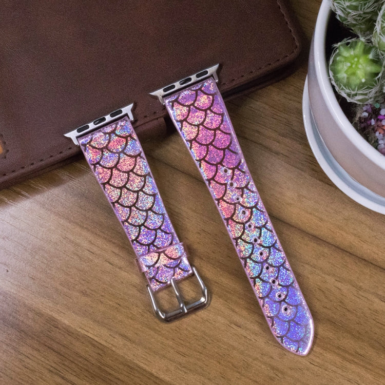 Skorter | For Apple Watch 5 & 4 40mm / 3 & 2 & 1 38mm Discoloration Glitter Fish Scale Texture Watch Band (Pink)
