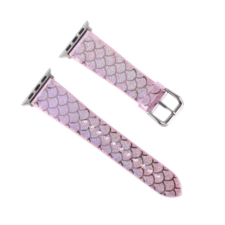 Skorter | For Apple Watch 5 & 4 40mm / 3 & 2 & 1 38mm Discoloration Glitter Fish Scale Texture Watch Band (Pink)