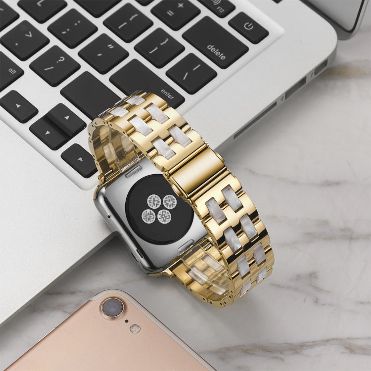 Skorter | For Apple Watch 5 & 4 44mm / 3 & 2 & 1 42mm Stainless Steel + Resin Bracelet (Pink Flower)