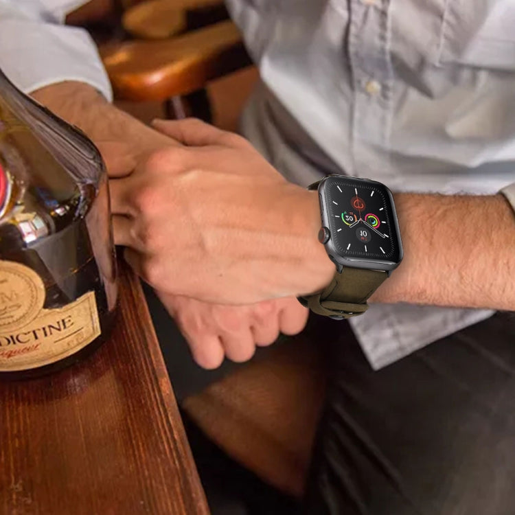 Skorter | For Apple Watch 5 & 4 44mm / 3 & 2 & 1 42mm Leather Watch Strap (Army Green)