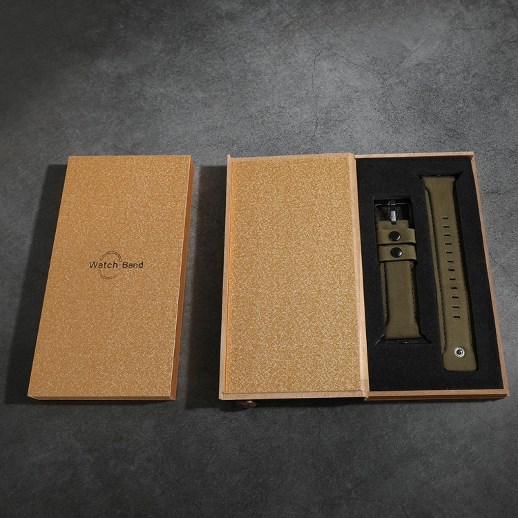 Skorter | For Apple Watch 5 & 4 44mm / 3 & 2 & 1 42mm Leather Watch Strap (Army Green)