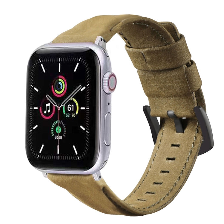 Skorter | For Apple Watch 5 & 4 44mm / 3 & 2 & 1 42mm Leather Watch Strap (Army Green)
